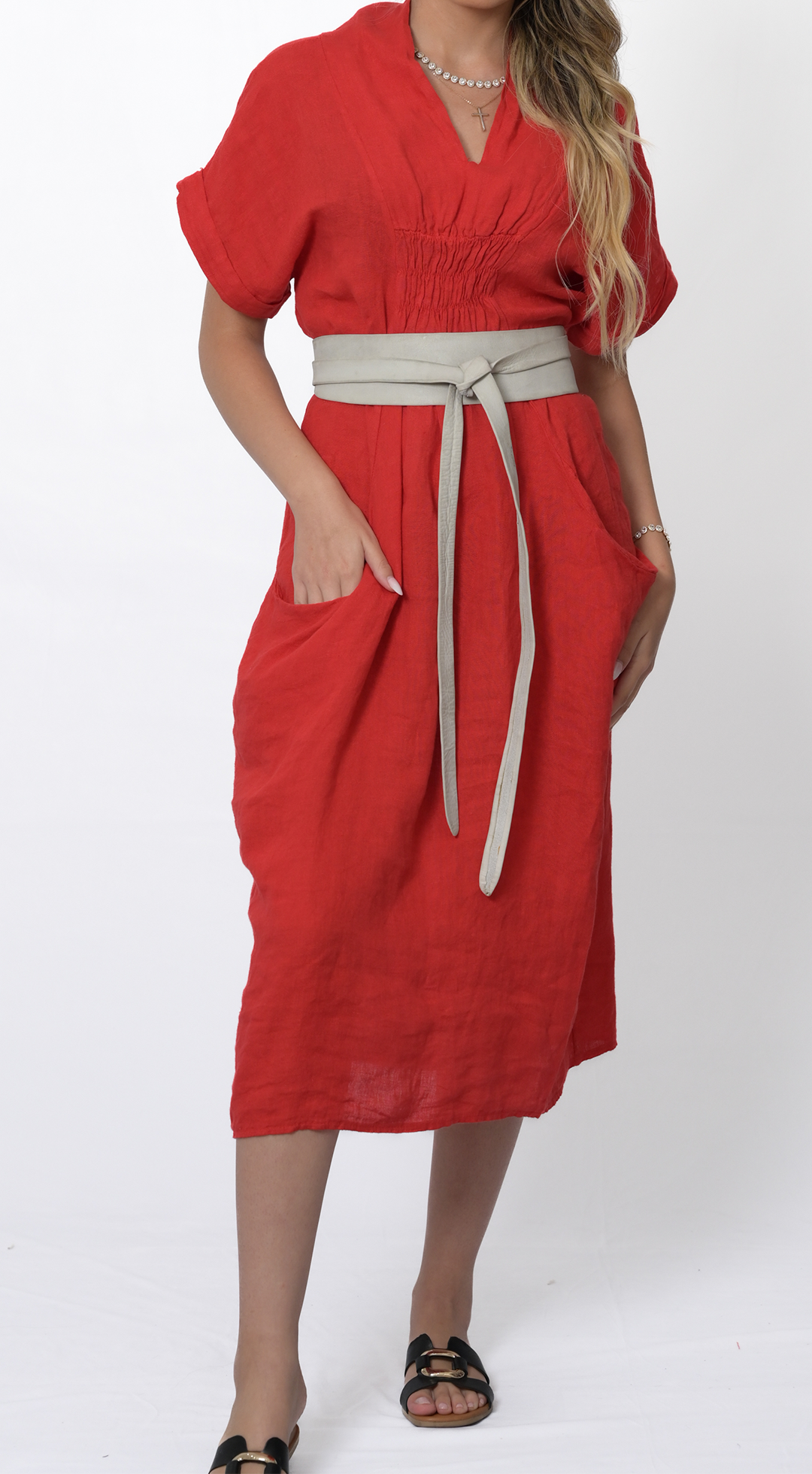 V-Neck Fitted Dress #4801
