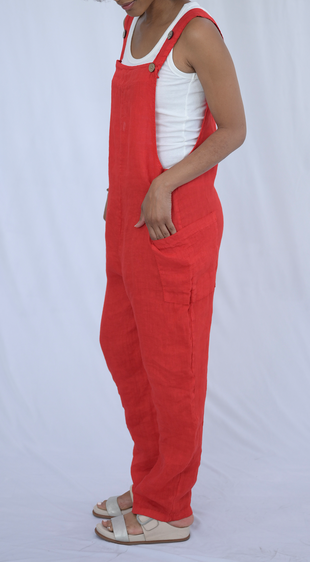 Button Strap Jumper with Front Pockets #4269