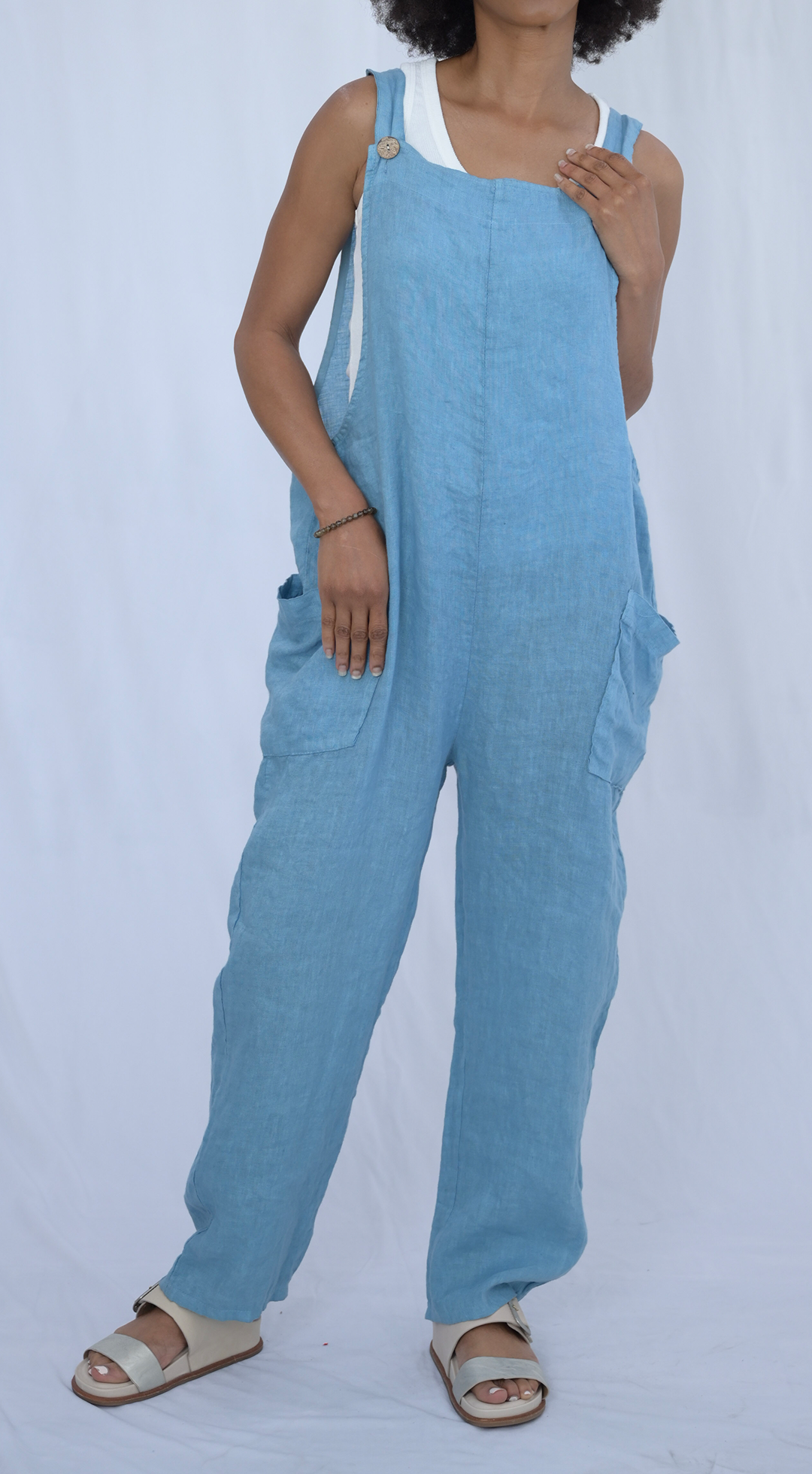 Button Strap Jumper with Front Pockets #4269