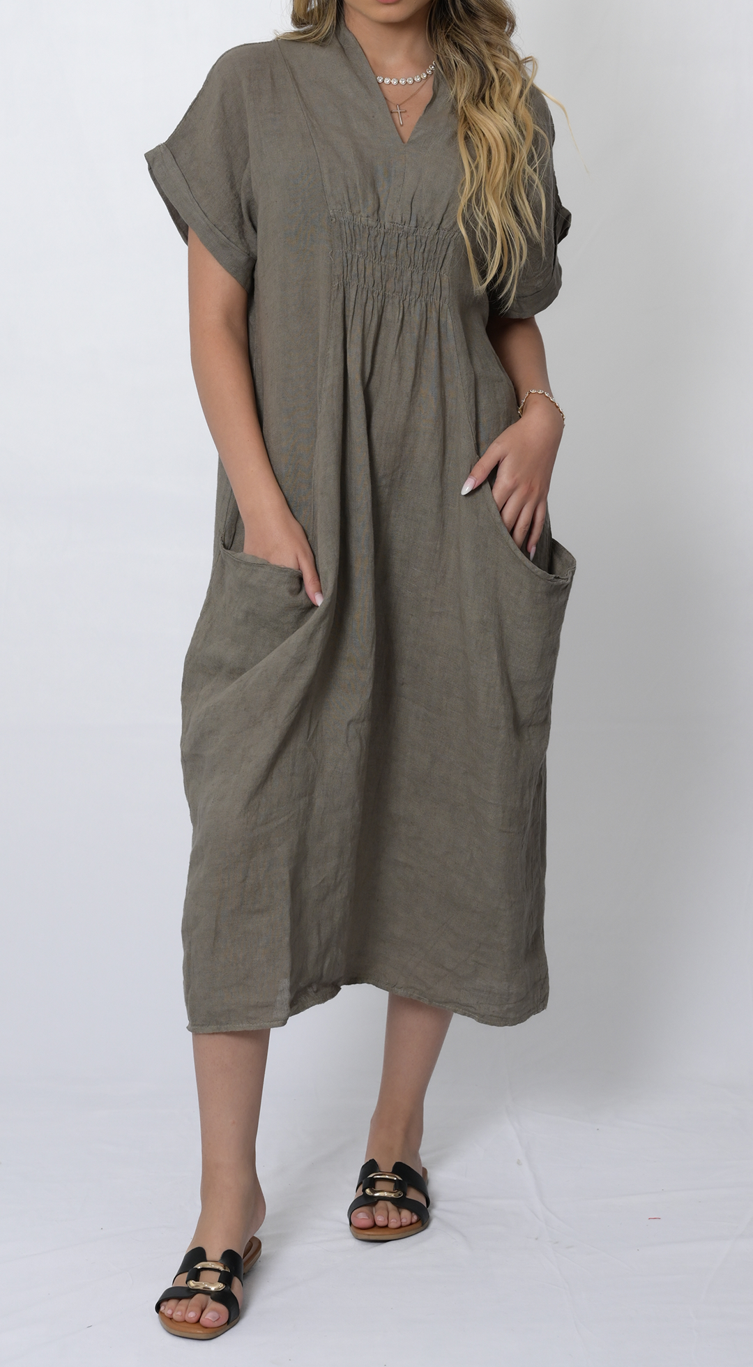 V-Neck Fitted Dress #4801