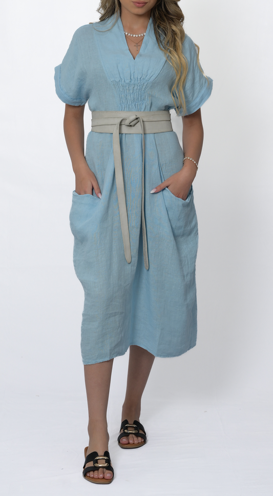 V-Neck Fitted Dress #4801