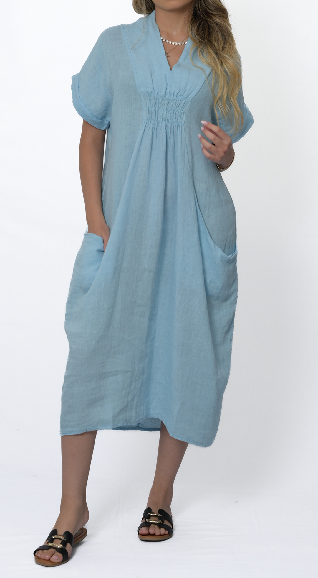 V-Neck Fitted Dress #4801